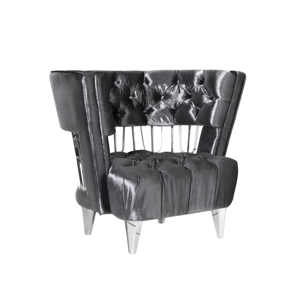 Bentley Accent Chair: E. Charcoal Velvet